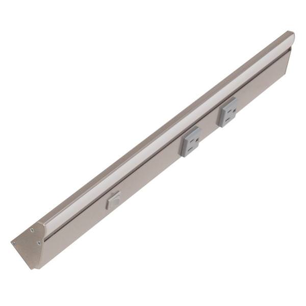 18.5" 6 watt 120 volt Warm White Satin Nickel LED Lighted Power Strip